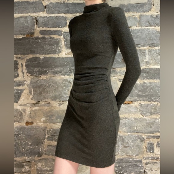 Dynamite Ruched Cowell Neck Sweater Dress - Picture 1 of 7